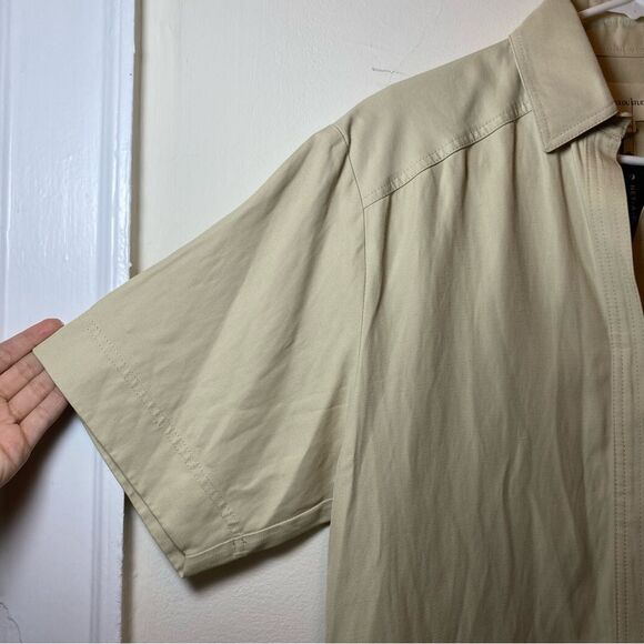 LouLou Studio NEW Moheli Viscose/Linen Short Sleeve Button Down Shirt Tan Sz XS - Picture 7 of 14